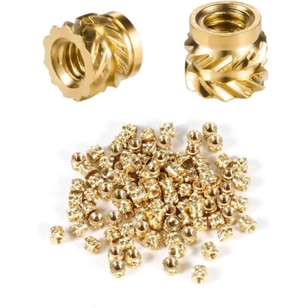 100 stk. 3D-print indsatsmøtrikker, messing gevindindsats M2 hun T