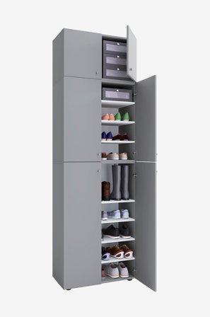 VCM - Vcm Skoskåp Lona Xxl 9-facksdörrar med gångjärn - Med tillbehör - Grå - Skoskåp - Från Homeroom