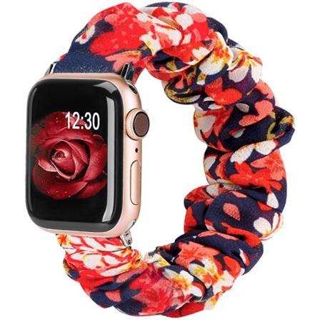 Armband Scrunchie Apple Watch 1/2/3/4/5/6/se 38/40mm Rosa Liljor Rosa