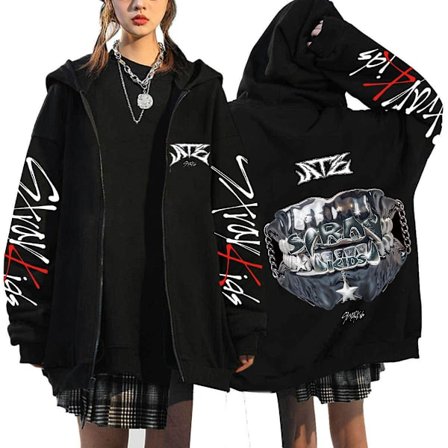 Stray Kids ATZ Sångare Hoodie Lös Hoodie