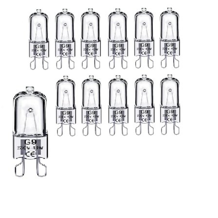 G9 halogenpære (12 stk.) G9 pære 40w 230v Ovn Pære ovn 40W 300 Grader Mikrobølgeovn, Krystallampe, Landskabsbelysning