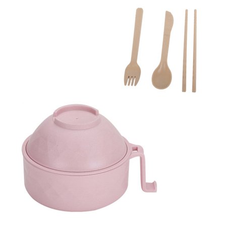 Nudelsoppa skål student bambu fiber ramen skål set dränering ramen spis skål matsal bestick kit