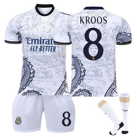23-24 Real Madrid Dragon White Special Edition Fodboldtrøjer Børns fodboldsæt