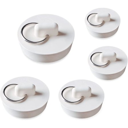 Nitaiun 5 stk. Badekarprop, Gummibadprop, 5 Størrelser, Hvid, Vaskesænksafløbspropper, Sæt, Badekar, Køkken, Badeværelse (FMY)