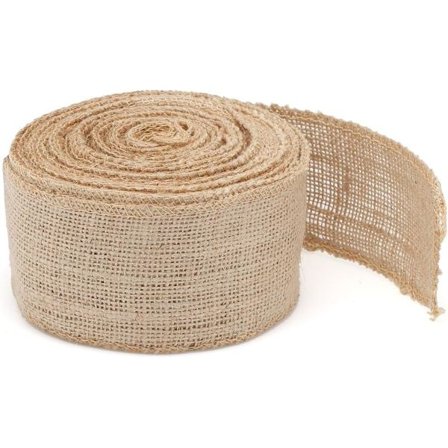 2 stykker naturlig jutebånd 6cm x 10m håndlaget linbånd