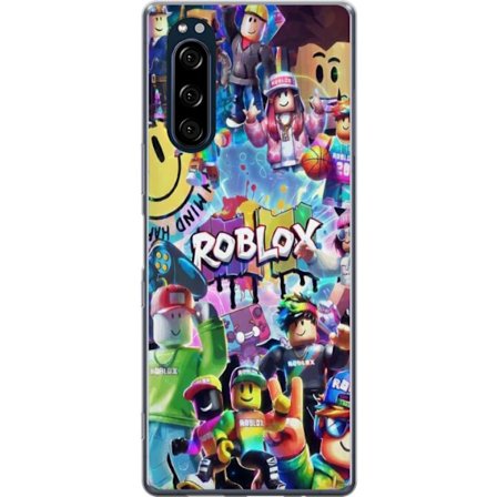Yhteensopiva Puhelinkuori Sony Sony Xperia 5 Suuri värikäs Roblox-maailma monilla hahmoilla, energinen pelikuvaus täydellinen lastenhuoneisiin ja p