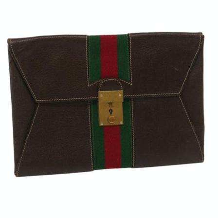 Gucci Vintage, Pre-owned Clutch Bruin, Dames, Maat:ONE Size,leer