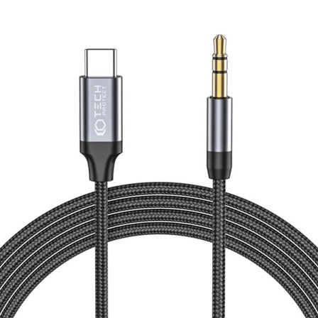 Tech-Protect USB-C till Aux Mini (3,5 mm) -kabel 120 cm Svart