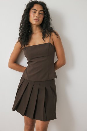 NA-KD - Plissert miniskjørt - Plisserte skjørt - Brun - EU 38