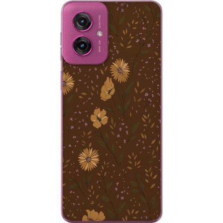 Kompatibel Mobilcover til Motorola Motorola Moto G55 Brun blomster retro blomstermønster blomstret design 70'ernes vintage-stil mønster bohemian tap