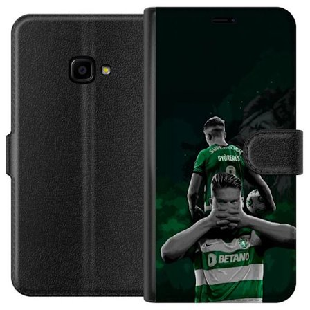 Yhteensopiva Lompakkokotelo Samsung Galaxy Xcover 4 Neonmotiivi, jossa teksti "Gaming is in my DNA" sinisenä ja punaisena tiiliseinällä, jossa loistav