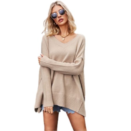 Damtröja med Hög Hals, Lös Stickning