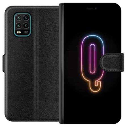 Yhteensopiva Lompakkokotelo Xiaomi Xiaomi Mi 10 Lite 5G Minimalistinen neonkirjain Q kirkkaissa väreissä tummaa taustaa vasten