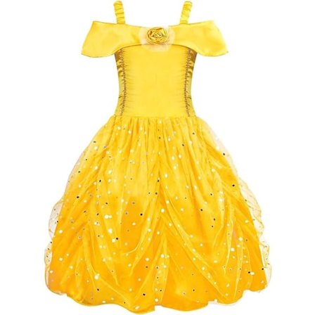 AmzBarley Prinsessa Belle Mekko Tytöille Belle Asu Lasten Maailman Kirjapäivä Juhlat Cosplay Naamiaisasu{ee}