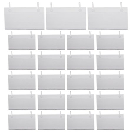 80 stk. plastkurv-etikettholdere, prislapp-etiketthengerklips med knappdesign, låselukking, Fo(transparent)