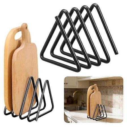 Triangulär Skärbrädehållare i Metall 4 Fack Organizer Utrymmesbesparande Skärbräda Förvaringsställ för Köksbänksförvaring