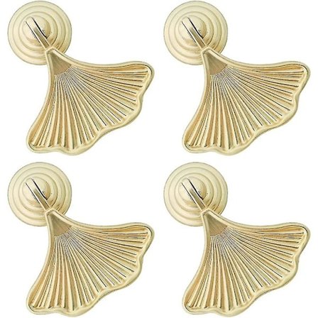 4 stk Dekorative Gullbladformede Knapper Dørhåndtak Skap Skuffe Skap Trekk Kommode Enkelt Huls Knapper Håndtak