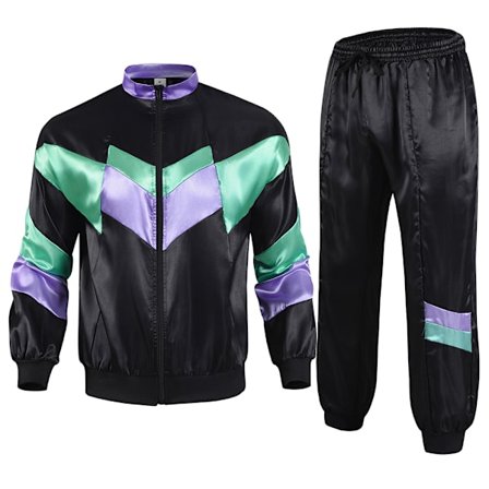 90'er Hip Hop-par kostumer Outfits, Retro Træningsdragt, 80'er Kostumer Halloween Festdragt Sort