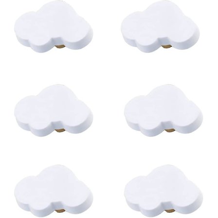 Sett med 6 myke gummiknapper i tegneserieform for barn, jenter, gutter, skap, leker, bokhylle (sky)