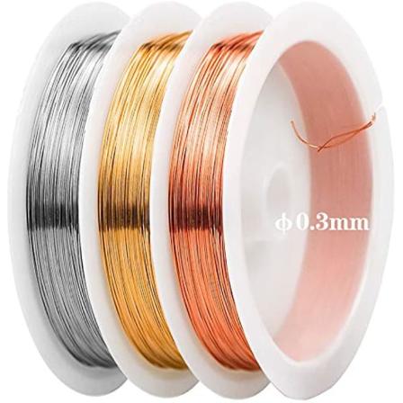 3 rullaa 28ga käsityökuparilankaa 03mm hopea-kulta-ruusukulta helmikorulanka lanka käsityökorujen valmistukseen Diy 15 m/rulla [DB]