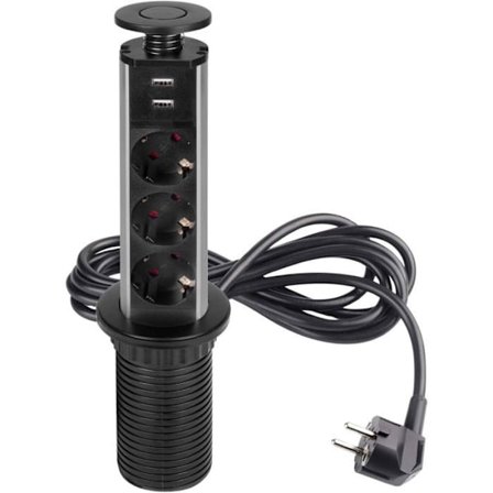 Emuca Vertikal Heve Multikontakt, EU, Sortlakkert, Plast og Aluminium.