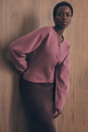 NA-KD Stickad sculptural kofta - Koftor & Cardigans - Lila - S