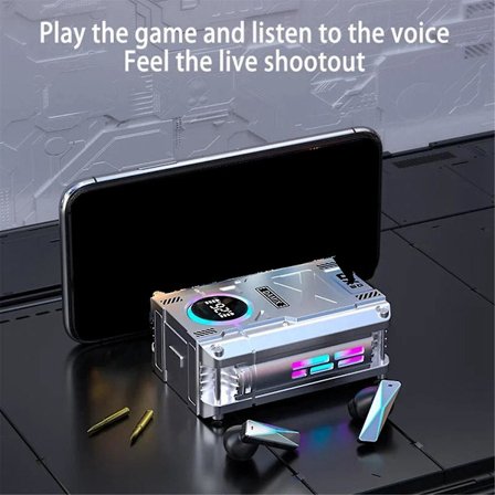 Nya DX-08 trådlösa Bluetooth 5.3-headset Nya Punk mekanisk stil Stereo E-Sports Gaming Headset TWS-hörlurar Grå(grå)