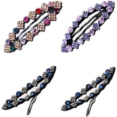 Galaxy Metal Hårklemmer med Krystaller til Kvinder, 4-pak