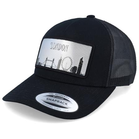 Iconic - Nero trucker Cappellino - London Silver Patch Black A-frame Trucker @ Hatstore