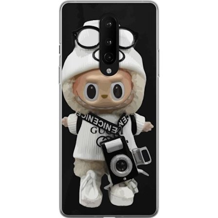 Yhteensopiva Puhelinkuori OnePlus OnePlus 8 Tyylikäs muotoilijafiguuri kameralla ja katutyyliä, leikkisä keräilyfiguuri trendikkäässä kaupunki-