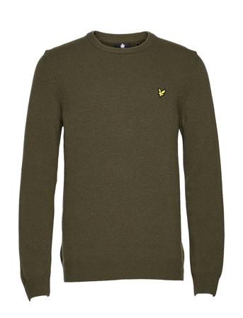 Crew Neck Lambswool Blend Jumper Strikkegenser M. Rund Krage Khaki Green Lyle & Scott