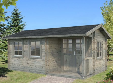 Palmako Susanna Stuga 15,3 m²/inv. 12,4 m², grå impregnerad, Stugor & förråd