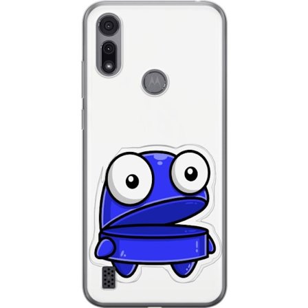 Kompatibel Mobilcover til Motorola Motorola Moto E6i Blå tegneseriefigur med åbent udtryk og store øjne i sjov illustration