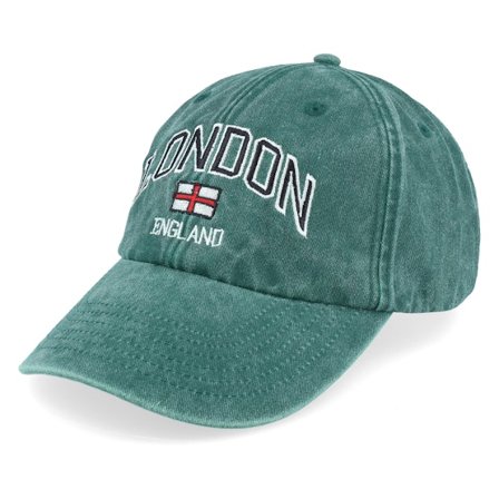 Iconic - London England Washed Green Dad Cap Unconstructed Green Cap - @ Hatstore