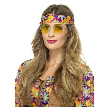 Smiffys Unisex Vuxen Hippie Kostym Solglasögon One Size Gul