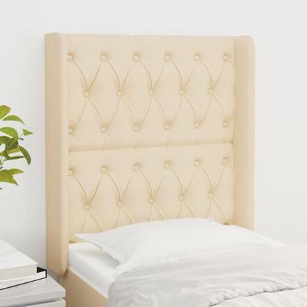 Vidaxl Huvudgavel Med Kanter Gräddvit 83x16x118/128 Cm Tyg Kräm