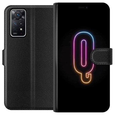 Yhteensopiva Lompakkokotelo Xiaomi Xiaomi Redmi Note 11 Pro 5G Minimalistinen neonkirjain Q kirkkaissa väreissä tummaa taustaa vasten