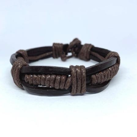 Unikt Handgjort Armband För Män I Brunt & Svart Läder Brown One Size