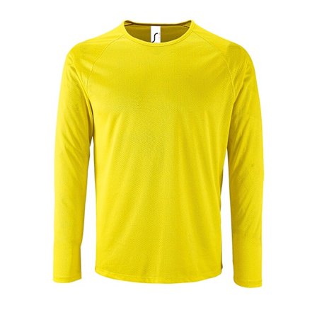 SOLS Herr Sporty Långärmad Performance T-Shirt 3XL Neon Gul