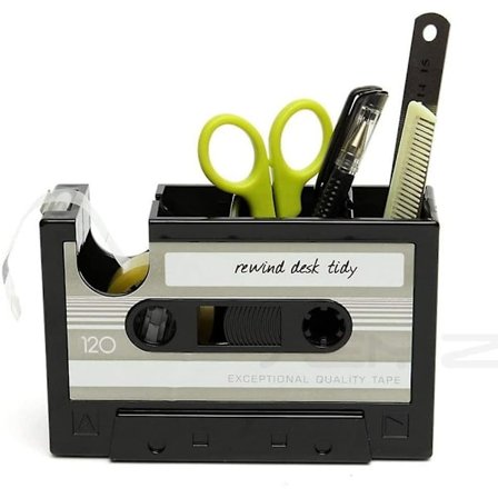 Kreativ självhäftande tejp pennhållare fodral, retro kassettband dispenser vas borste kruka, populär penna skrivbordssamling snygg arrangör, 