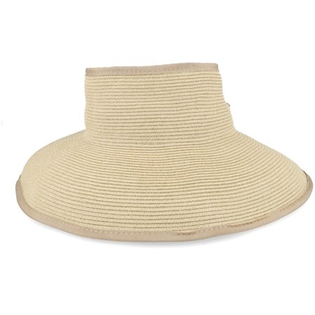Brixton - Beige Sunhat Hut - Ivy Packable Straw Tan Visor @ Hatstore