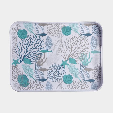 Bandeja de servicio de melamina Marine Business Coastal, antideslizante, blanco/azul, 30 x 40 cm