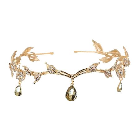 Brudkristaller Tiara Krona Löv Legering Brudkrona för Kvinnor Prinsessa Hårband Retro Rhinestone Håraccessoarer [DB]
