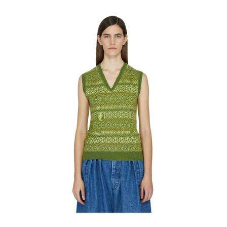 Maison Margiela, Distressed Tank Sweater Zielony, Kobieta, Rozmiar: L