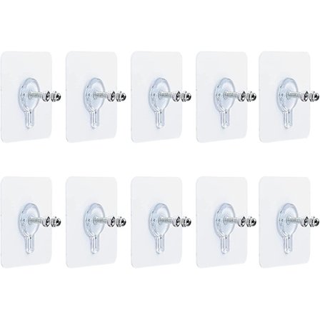 10 stk. selvklæbende vægskruer, selvklæbende ophængningssøm til ophængning af klæbeskruer, vægmonterede kroge til køkken, badeværelse, soveværelse, 
