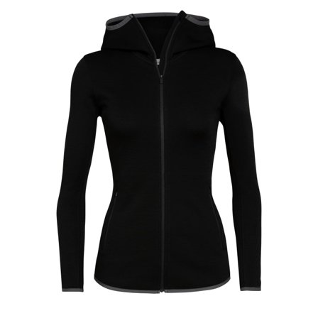 Icebreaker Women's Elemental Ls Zip Hood Women Mid layer tops Black M