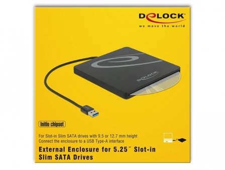 Delock 5.25" External Enclosure Slot-in Slim SATA > USB 3.0 - drevkabinett - SATA - USB 3.0