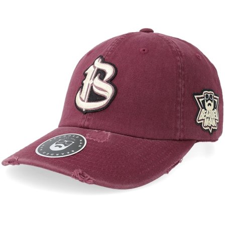 Bearded Man - Red unconstructed Czapka Z Daszkiem - Mascot Logo Maroon Destroyed Dad Cap @ Hatstore