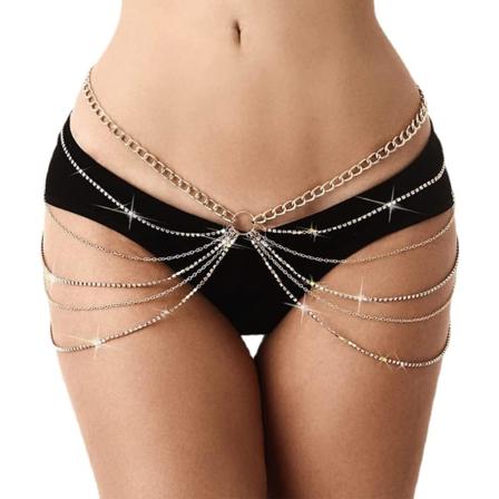 1 stk. (Guld) Sexy Lagdelt Talje Rhinestone Kæde, Guld Metal Krystal