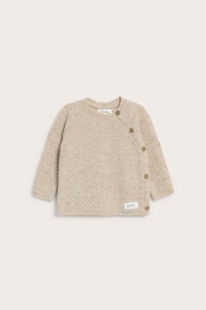 Newbie | Cardigan i ull- og kasjmirblanding | Melert beige